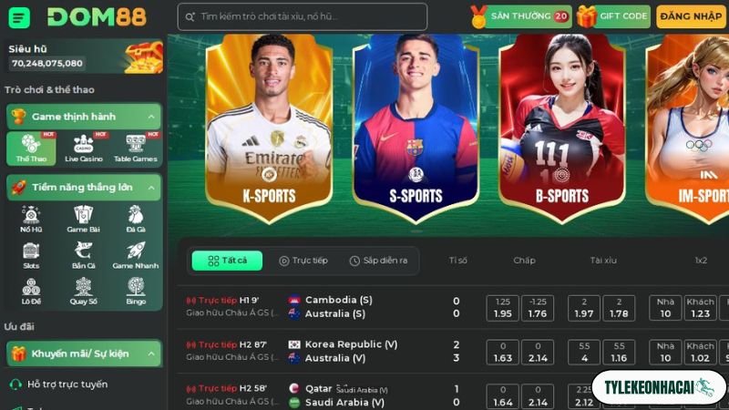 Trải nghiệm thiên đường thể thao cực đỉnh tại DOM88 Trải nghiệm thiên đường thể thao cực đỉnh tại DOM88